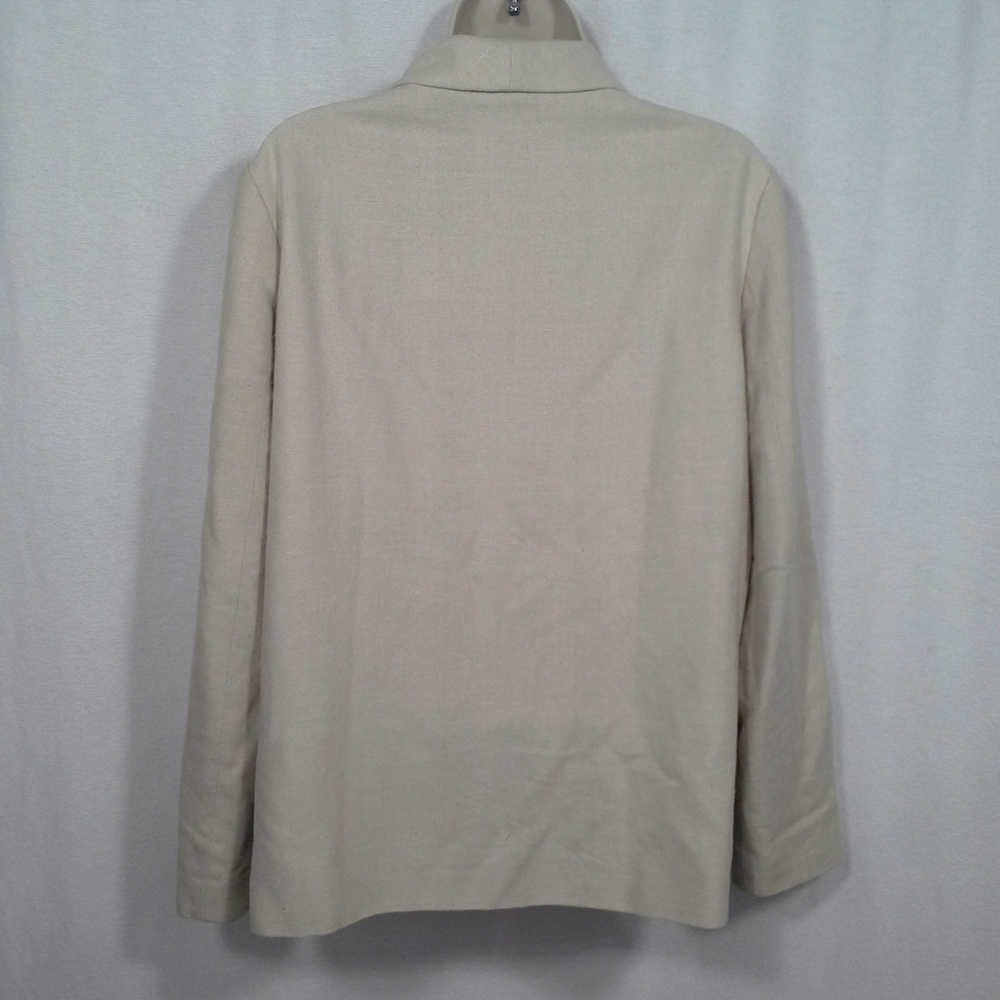 Nordstrom jacket blazer Sz M Silk Beige Off-white Lined 3-button - Picture 4 of 7